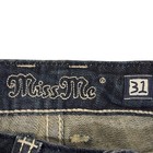 New Miss Me Bootcut Blue Jeans Womens 31 X 33 Rhinestones Distressed Whiskering
