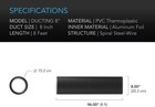 Ac Infinity Flexible 8-inch Aluminum Ducting  Heavy-duty Four-layer Protection 