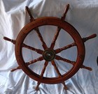 Antique Nautical 36  Wood   Brass Ship s  Wheel Heavy  The Real Deal 