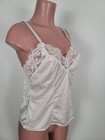 Vintage Lorraine Women   s Camisole Size 38 Xl Sexy White Lace Trim Cami Tank