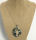  925 Sterling Silver Cz Abalone Inlaid Mop Lee Sands Flower Pendant Necklace Nwt
