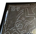 Rare  Framed Keith Haring Nyc Subway 1980   s Large Chalk Drawing On Black Paper