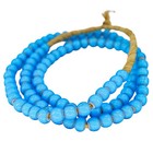 Vintage Sky Blue White Heart Glass Trade Beads 7mm Raffia-strung Full Strand