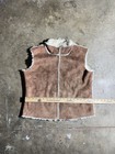 Dated 1998-2004 Faux Suede Sherpa Lined Vest Brown Cream Womens Large 2000s