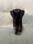 Vintage Wooden Elephant Statue Hand Carved Dark Solid Wood 3    Tall