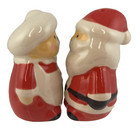 Vintage Pair Of 2 75    Tall Ceramic Santa And Mrs Claus Salt   Pepper Shakers