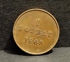 1868 Qv Bailiwick Of Guernsey Channel Island 1 Double Coin 1st Year Of Issue