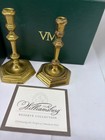2 Virginia Metalcrafters Colonial Williamsburg Brass Candle Holders 5  3102 Hex