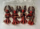 Antique Christmas Wax Christmas Tree Angel Ornaments -red Gold  Lot Of 4
