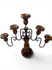 Vintage Wooden And Metal 5-arm Candelabra Candle Holder