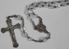 Vintage Clear Faceted Glass Rosary Sterling Ornate Crucifix Virgin Mary Medal