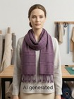 Purple Plaid Scarf  Shawl Soft Tartan Check Winter Fashion Wrap 68x38 Inches
