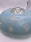 Vintage Blue Mid-century Atomic Hanging Art Glass Starburst optic Ceiling Shade