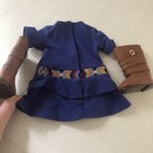 American Girl Doll Outfit  Blue Dress With Pattern Waist   Brown Calf High Boots