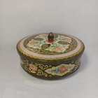 Beautiful Floral Vintage Round English Tin Container With Lid