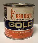 Vintage Red Devil Paint Can Gold Ultra Bright Enamel 8 Oz Metallic Gold 3 4 Full