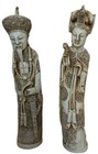 Vtg Hand Carved Pair Chinese Composite Intricate Carved Immortal Figures 12    