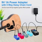 Guitar Pedal Power Supply Adapter 9v 1a Tip Negative 5 Way Daisy Chain Cables