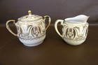 Antique Nippon Creamer   Sugar Set Gold On White