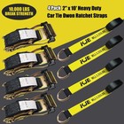 Kje 4 Pack Car Tie Down Straps Tire Ratchet Flat Hooks 2in X 10ft 10000 Lb Black