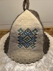 Ukrainian Wool Sauna Hat For Men And Women Ornament Blue Protect Hair - Sauna   