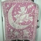 Vintage Storybook Nursery Wall Hanging Cow Jumped Over The Moon Pink Appliqu  