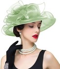 Women s Kentucky Derby Church Dress Hat Wide Brim Leaf One Size S11-mint Green