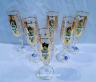 Czech Bohemian Crystal Glass Handmade -  Champagne - 6 Pcs With Gold And Enamel