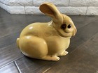 Vintage Leo Koppy Cream Bunny Rabbit Carved Wood Sculpture So Sweet