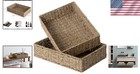 Elegant Handwoven Seagrass Storage Baskets - Eco-friendly 2-pack For Organizing