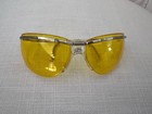 Vintage Made In Germany Thin Frame Yellow Lens Rare Sunglasses W Case
