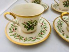 Lenox Holiday Pattern  Cups   Saucers  Usa Ivory With Holly   6 
