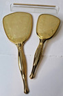 Vintage 3-piece Vanity Dresser Set - Hand Mirror Brush Comb - Goldtone - Nos
