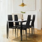 5 Piece Dining Table Set Kitchen Breakfast Furniture With 4 Leather Chair Black
