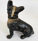Antique Cast Iron Doorstop Sitting French Black Bulldog Excellent Condition 