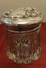 Art Nouveau Silver   Crystal Vanity Jar