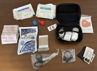 Portable Ce First Aid Kit Red black Zip Case W  Blanket  Compass  Ice Pack