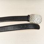 Lake Shore Drive Black Leather Belt Womens Sz L 1 5  Wide Large Silver Buckle