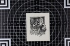 Vtg Art Ex-libris Bookplate Woman Man Book Y0390