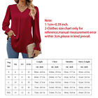 Women V Neck T-shirt Tops Long Sleeve Pullover Blouse Plain Loose Tunic Solid    