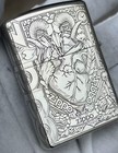 Marlboro Vintage Skull   Heart Zippo Lighter Silver 5 Sides In A New Box