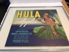 Hula Apples Vintage Apple Crate Label Hawaiian Girl Hawaii Tiki Bar Decor Framed