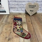 Vintage Needlepoint Christmas Stocking Santa Kitty Cat Handmade Wool
