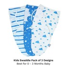 3 Pcs Baby Cotton Swaddle Wraps Adjustable Nursery Swaddling Blankets 0-3 Months