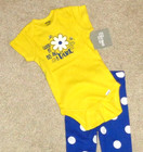 Gerber Baby Girls Outfit Polka Dot Leggings Yellow Diva Romper 6-9 Months New