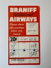 Braniff International Airways 1961 Ticket Envelope   Baggage Check Form