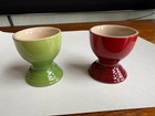 Le Creuset 2 Stoneware Egg Cups Red And Green You Receive Both Read
