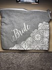 Gray And White Bride Canvas Tote Bag With Makeup Bag Wedding Gift Engagement