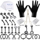 47pcs Body Piercing Kit Pro 316l Steel Navel Eyebrow Nose Ring Studs Needles Set