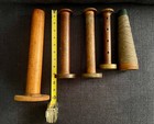 Antique Textile Mill Bobbins Spools Lot Of 5 Wood Industrial Primitive Decor